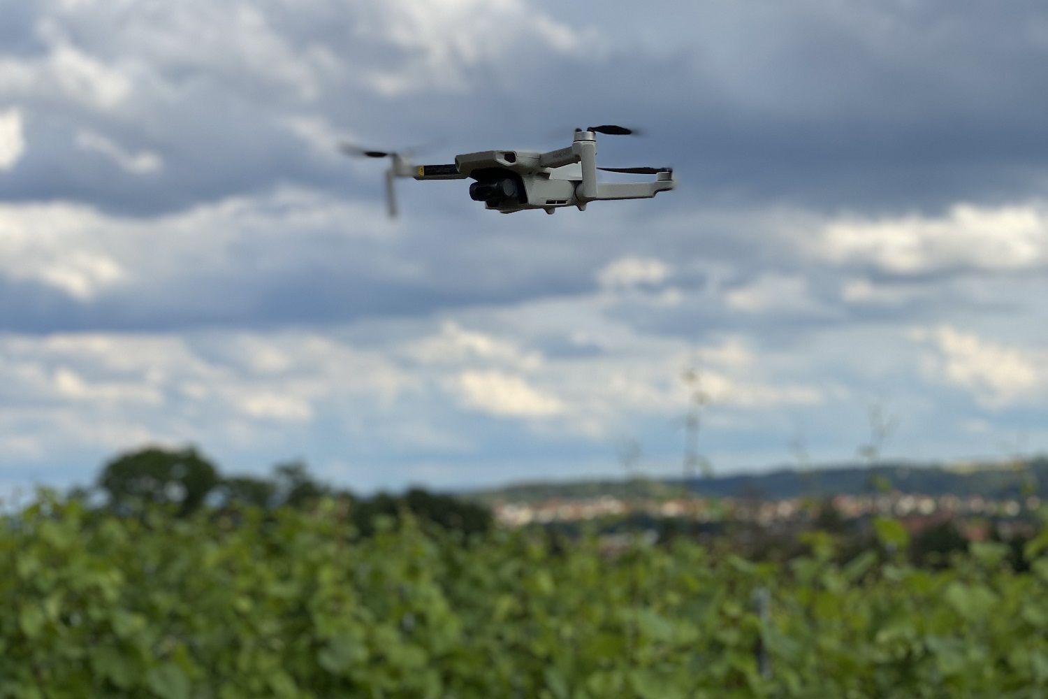 Die Daten der stationären Sensorik werden ergänzt durch regelmäßige Überfliegungen des Weinbergs durch mit RGB- und Multispektralkameras ausgestattete Drohnen, deren Aufnahmen ebenfalls in das Pflanzenmonitoring einfließen.